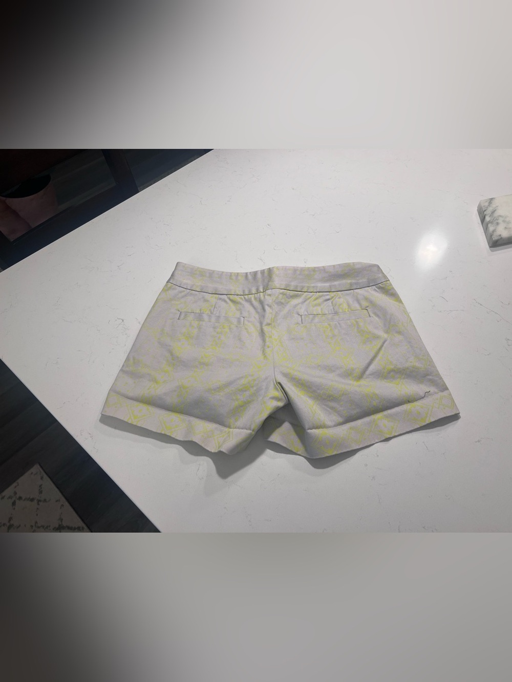 J. Crew Light Gray Shorts with Pale Yellow Pattern size 8